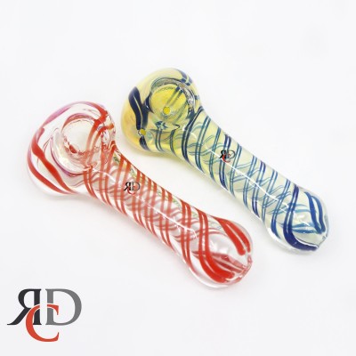 GLASS PIPE FUMED W/ DOUBLE RIBBON GP2688 1CT